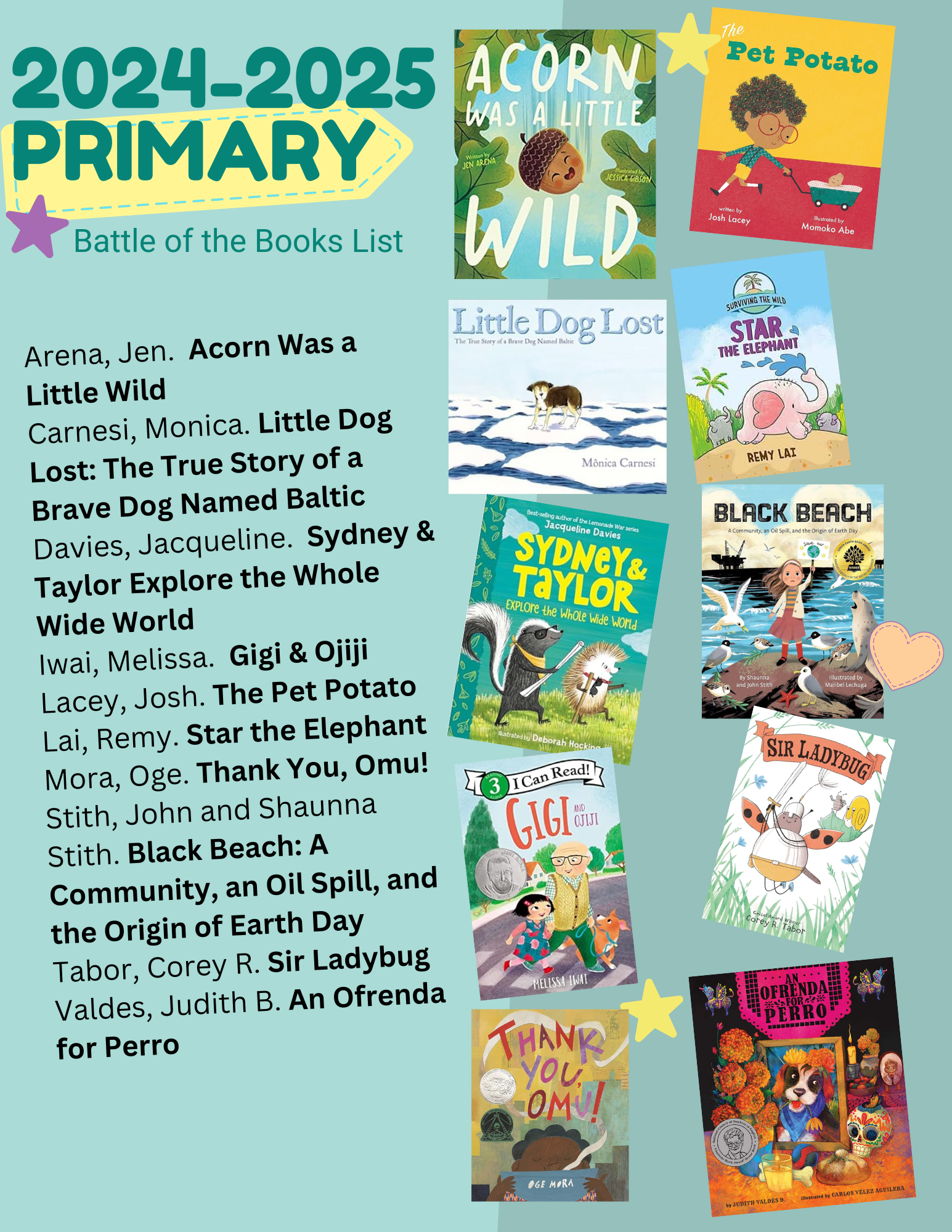 Flyer of Primary Battle of the Books List